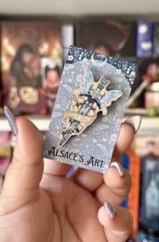 Bookish wooden pin - Quicksilver sword.