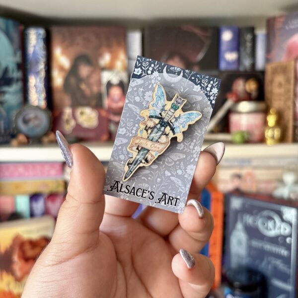 Bookish wooden pin - Quicksilver sword.