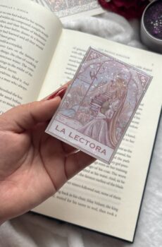 ''La lectora'', marcapáginas magnético holográfico con post-its.